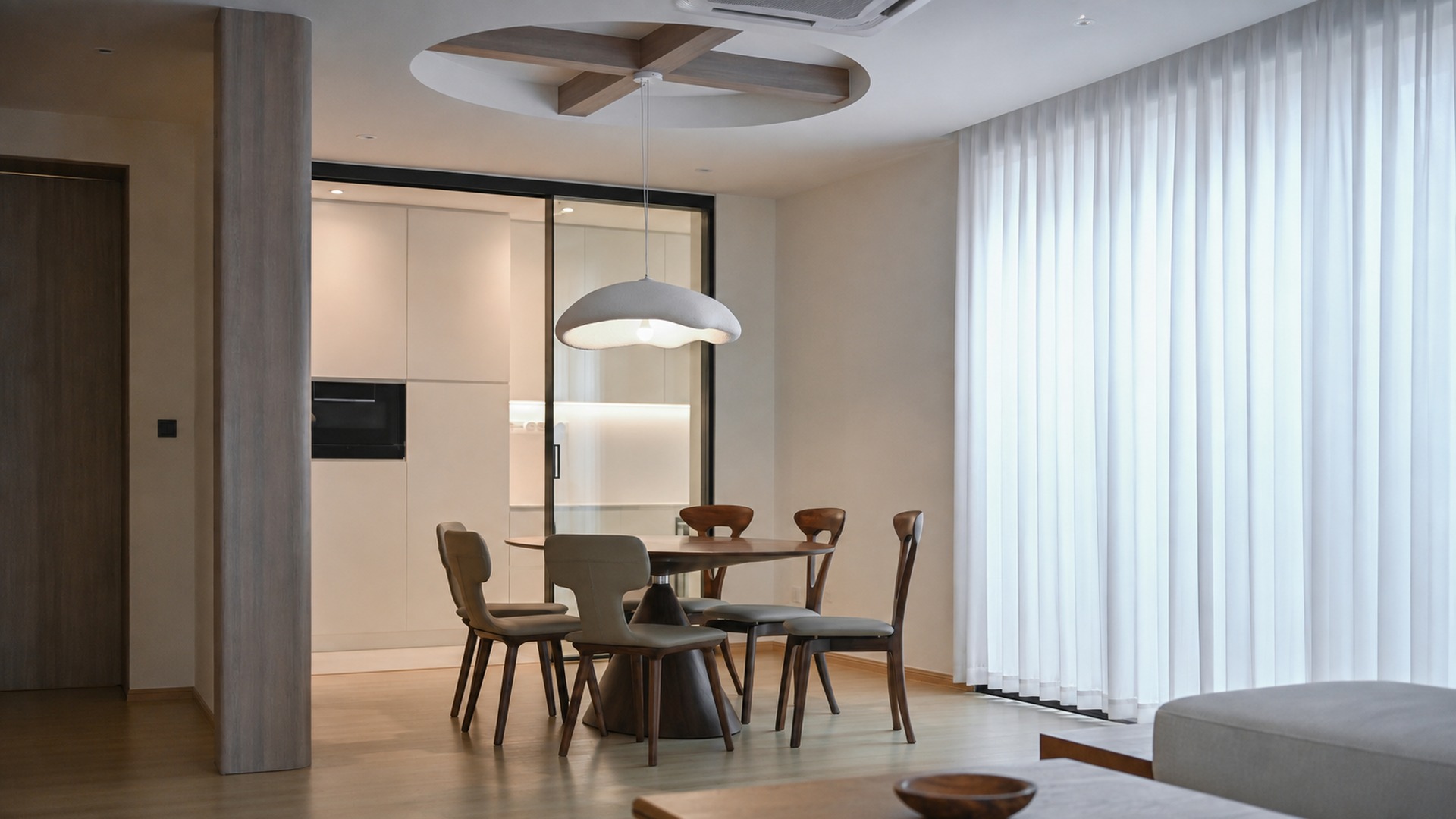 Contemporary timber dining set in a Malaysian villa